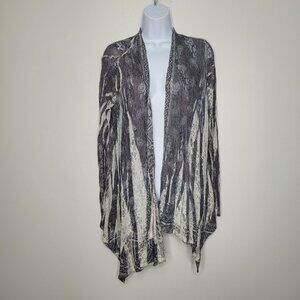 Origami gray white lace grunge open front long sleeve alt cardigan size l/xl